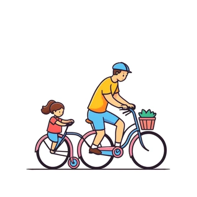 man and girl riding a bicycle together sticker
