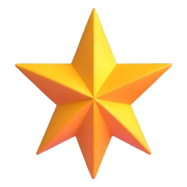 4-pointed star, three-dimensional, in a cartoon style, on a white background, bright colors, with a perspective composition, high saturation, prominent details, floating effect, lively atmosphere sticker