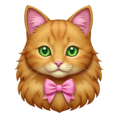  Golden brown cat with green eyes and a pink bow sticker