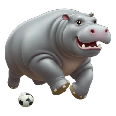 fat hippo as soccer player running sticker