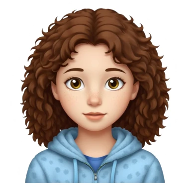 cute brunnete teen with fluffy hair light skin and freckles sticker