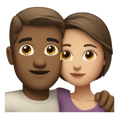 Dark haired white man hugging beautiful woman with light brown skin and short dark brown hair  sticker