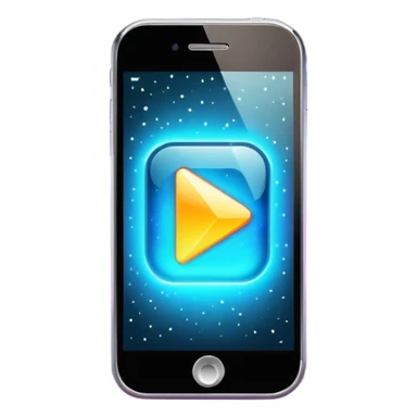 smartphone with a play button and sparkles sticker