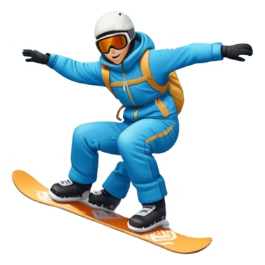 An icon featuring a snowboarder mid-jump, performing a stylish trick above a snowy mountain slope. The background showcases powdery snow, evergreen trees, and a bright blue sky. Transparent background captures the energy, skill, and thrill of snowboarding. sticker