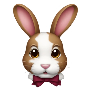 Brown and white bunny with burgundy bow sticker