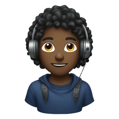 A black boy with long locks holding a game controller. He is wearing and indigo sweater and headphones. sticker