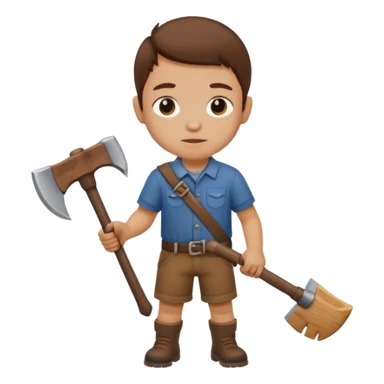 woodcutting child sticker