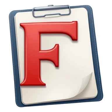 A report card from school is showing that the student is failing a class. It has the word "school" on the report card. The failing grade is indicated by large red letter F on it. The paper or document should not be crumbled up but rather neat and clean. sticker