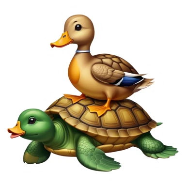 Duck sitting on turtle sticker