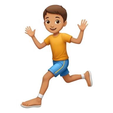 child hopping on one foot, cheerful and playful sticker