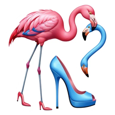 Blue flamingo with high heels sticker