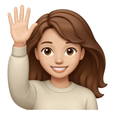smiling girl with brown hair waving sticker