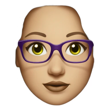 White-curvy-woman-purple-long-wavy-hair-green-eyes-square-glasses sticker