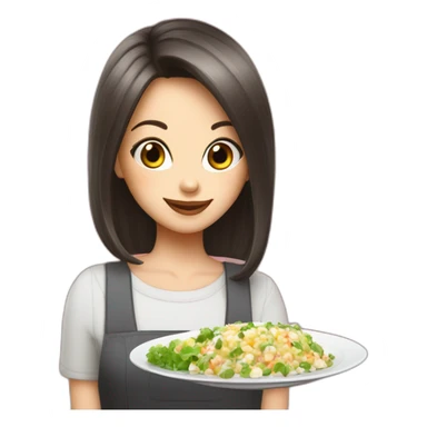 Lyubov Sable with a plate of olivier salad sticker