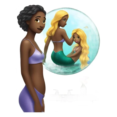 girl in bedroom reflection as a mermaid  sticker