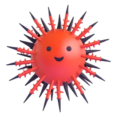 glossy virus with spikes similar to iOS emoji style sticker