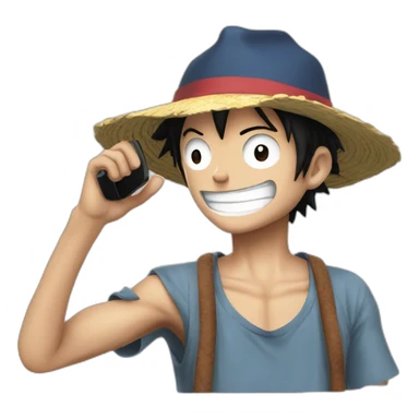Luffy avec un telephone sticker