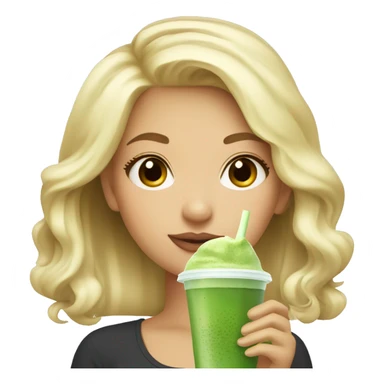blonde girl with matcha bubble tea sticker