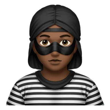 Thief with black eye type mask and black and white striped prison clothes sticker