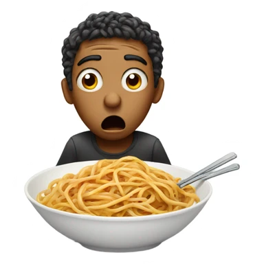 Person eating spaghetti looking shocked sticker