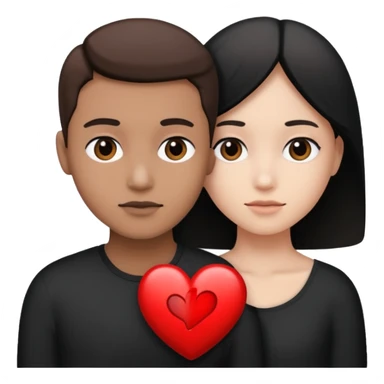 Half of his heart is black and the other half is white. sticker