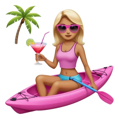 Female in pink kayak with cocktail in hand at the beach sticker