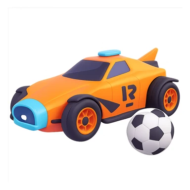 Add a soccer ball next to the Rocket League car. Keep the background transparent. sticker