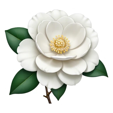 single White Camellia Japonica, straight stem sticker