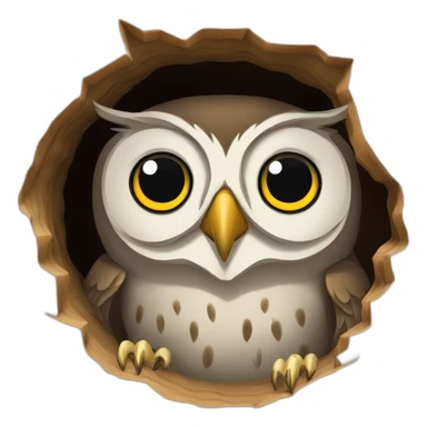 Owl in a hole sticker