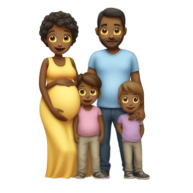 Pregnant women with partner and 3 kids sticker