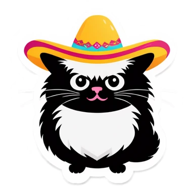 Gato gordo blanco usando un sombrero tejano  sticker