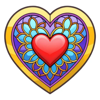 stained glass heart sticker