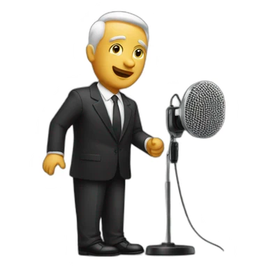 rich man speaking to microphone sticker
