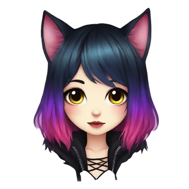 Gorgeous Cute Gothic Edgy Colorful Gradient Beautiful Anime Emo CatLady sticker
