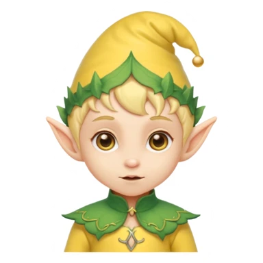 Tiny elf baby with pointy ears and hat, yellow outfit sticker