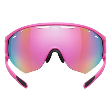 oversized pink athletic sunglasses with shield visor lens, sporty design sticker