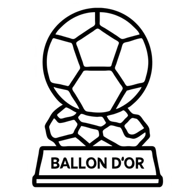 Ballon d'Or trophy, outlined icon, gold accents, clean sticker