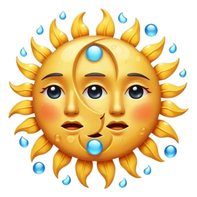crying sun and moon sticker