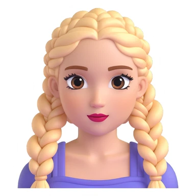 Striking character with perfect Dutch braids, fluttery large eyelashes, and a beautiful attractive face sticker