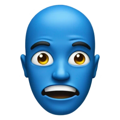 Blue coloured face that show greed expression. Face should be fully shown sticker