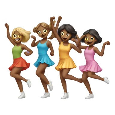 five girls cats dancing sticker