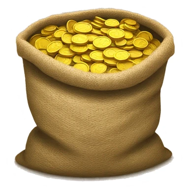 old open jute bag full of coins sticker