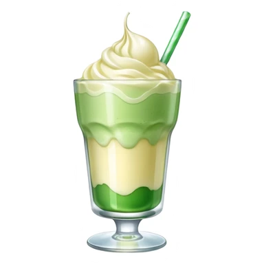 Japanese cream soda green on a glass with ice ice cream vanilla 1 scoop on top sticker