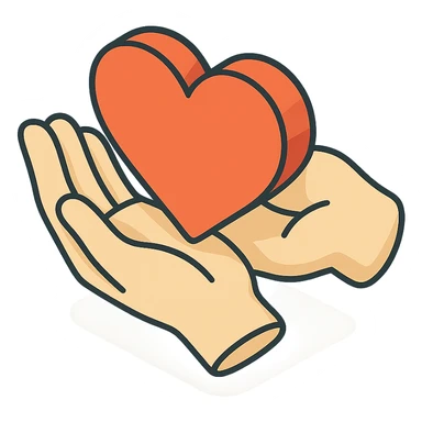 heart in hands, 2D isometric style, very detailed drawing, detailed shadows and highlights, clean contours, soft lighting, transparent background sticker