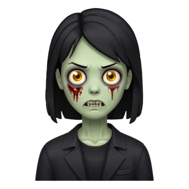 Zumbi com cabelo preto de tamanho médio e roupa preta  sticker