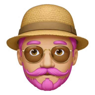 pink-haired mustache man with hat and sunglasses sticker