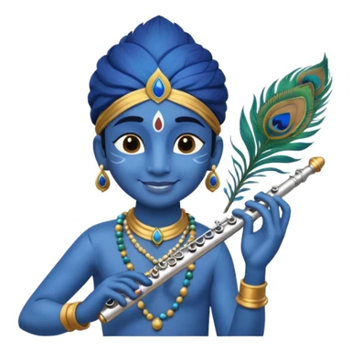 Krishna playing flute blue skin peacock feather sticker