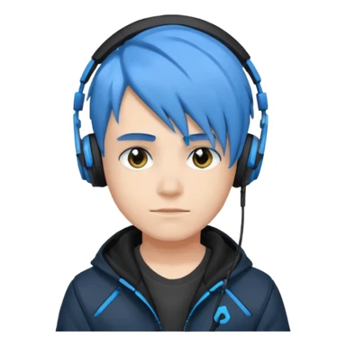 Boy gamer with headset, blue hair, black jacket, 











 sticker