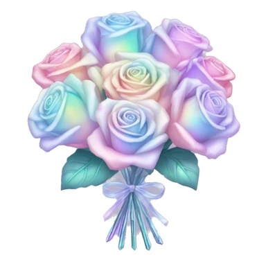 Pale pastel holographic crystal rose bouquet  sticker