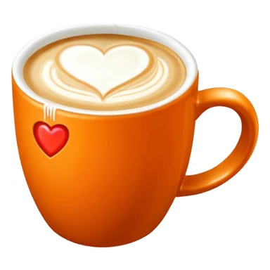 Coffee latte art in a clean orange-color mug sticker